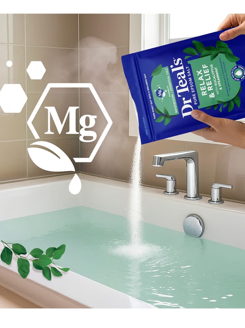Dr Teal's Epsom Salt Magnesium Soak, Relax & Relief with Eucalyptus & Spearmint
